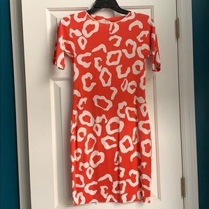 DvF Orange/White Silk Dress. US 0